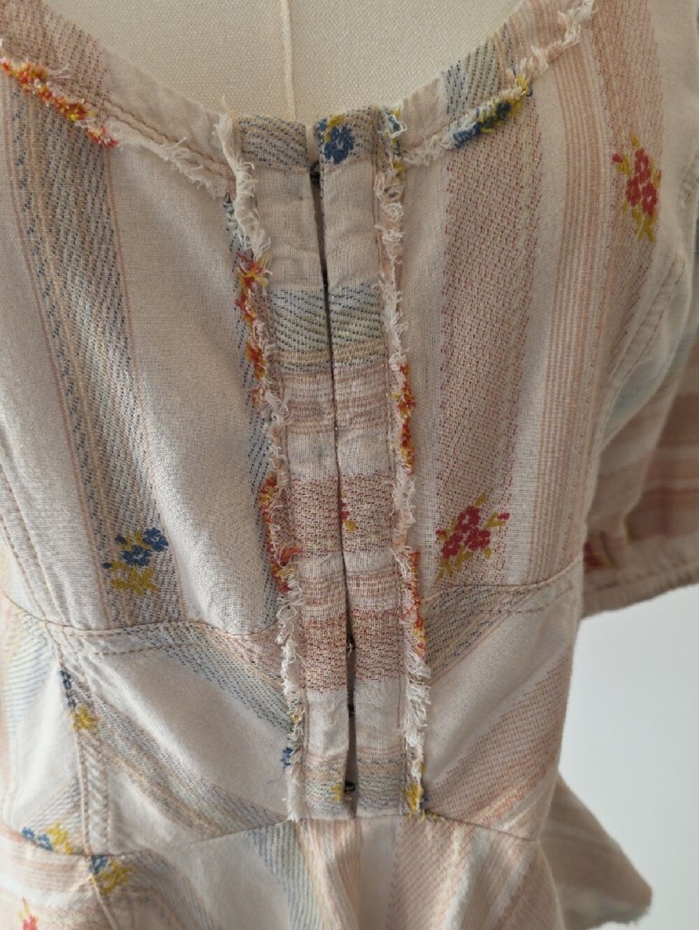 Pilcro Peach-Striped Floral Peplum Blouse - Picture 4 of 13
